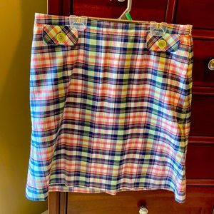 Boden plaid knee length skirt, green, blue, pink, white, size zipper, cute skirt